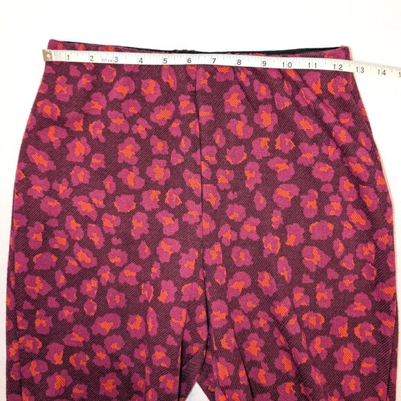 Anthropologie | Plum Knit Flare Pants with Abstract Floral Print | Size XS - Picture 13 of 15